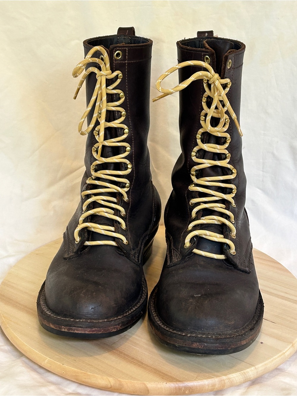 Nick's Men's Handmade Logger Boots Brown Leather US 11F - Picture 2 of 7